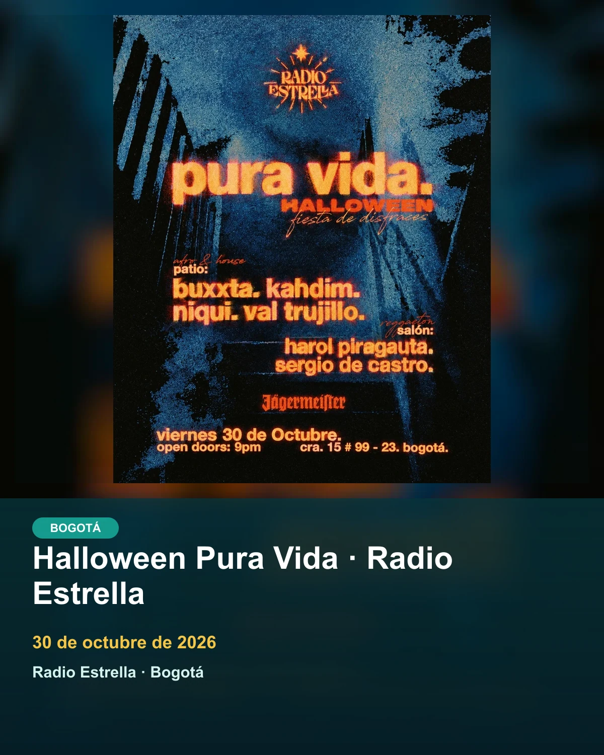 Halloween Pura Vida · Radio Estrella · imagen promocional original de la fuente indicada.