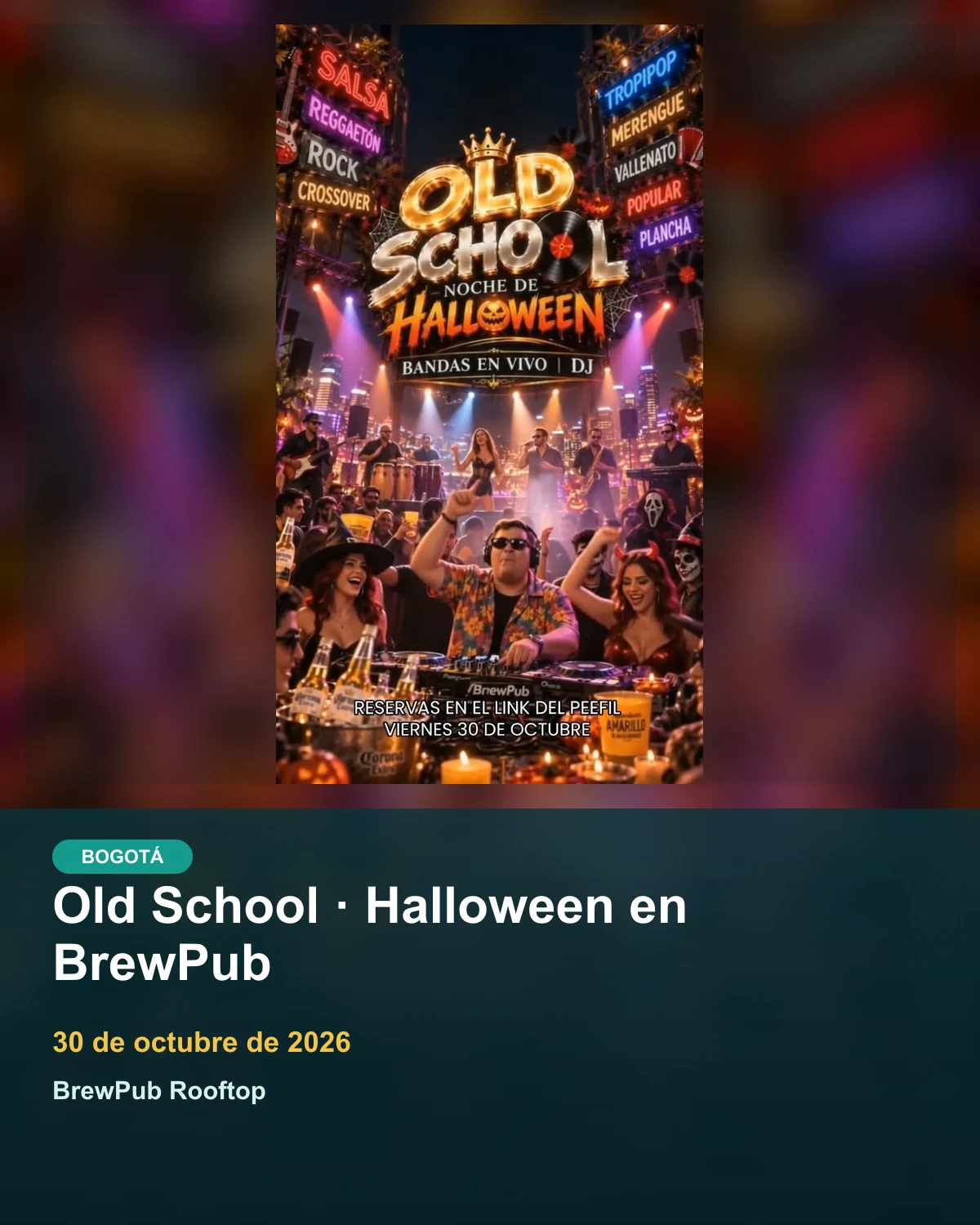 Afiche oficial de Old School · Halloween en BrewPub