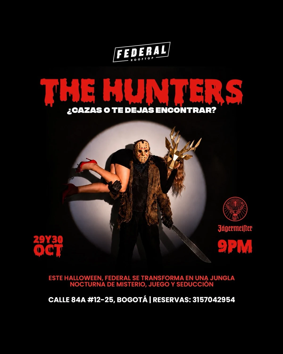 Afiche oficial de The Hunters · Halloween en Federal Rooftop