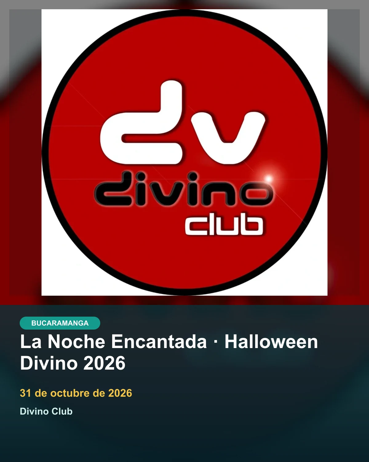 Tarjeta informativa de Halloween Divino 2026 con su logo oficial y fecha anunciada