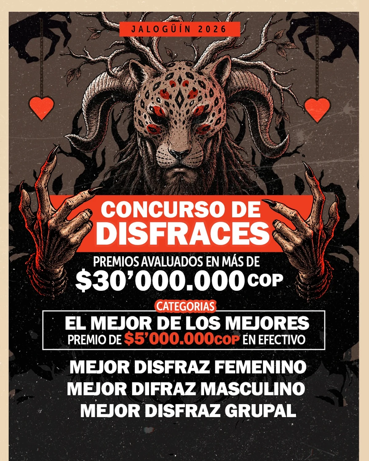 Afiche oficial de Jalogüín · El Bestiario de Andrés Medellín