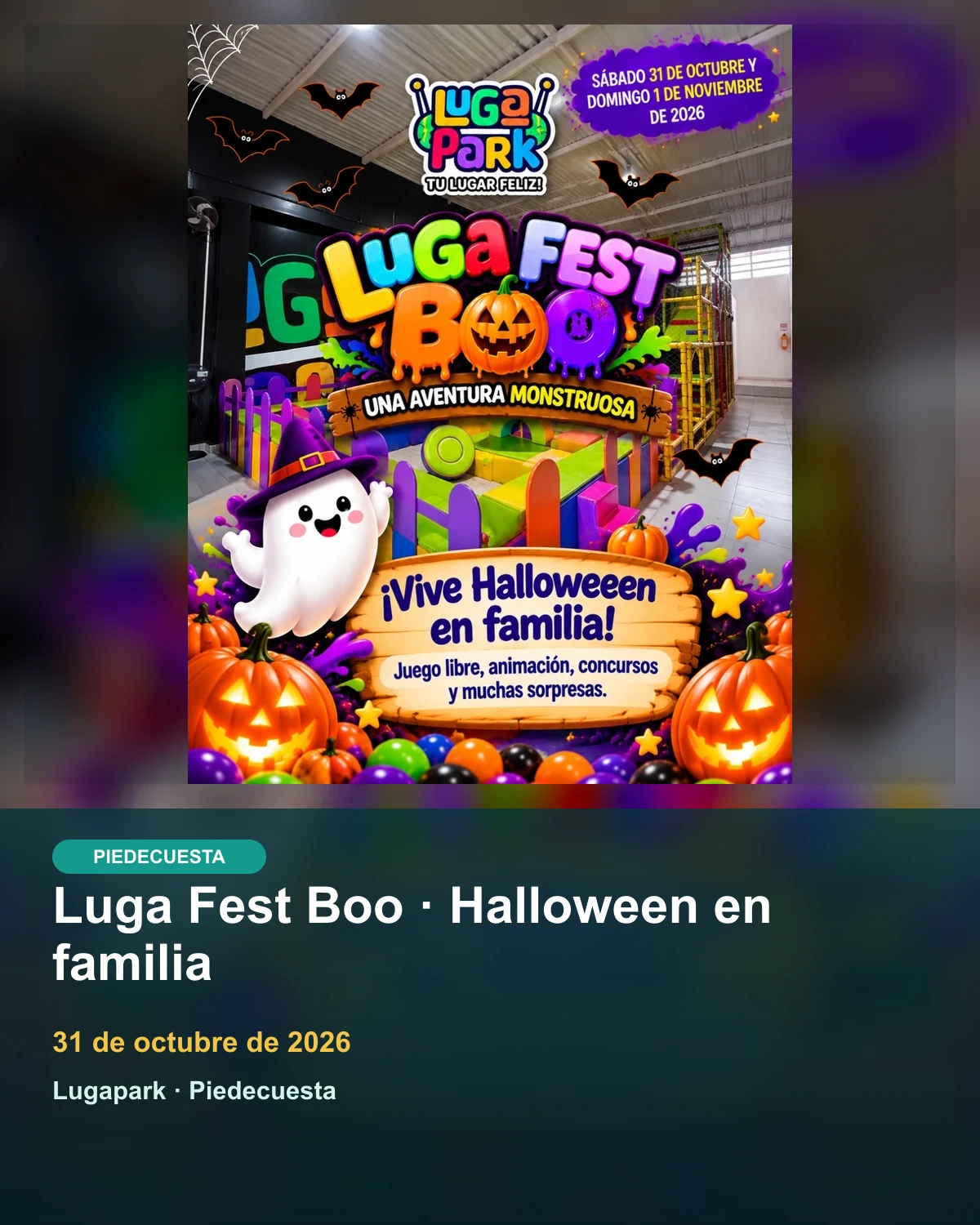 Luga Fest Boo · Halloween en familia · afiche promocional oficial.